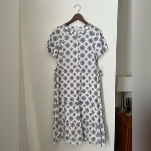 Loft Textured Tie Waist MIDI Dress, size 2P, NWT